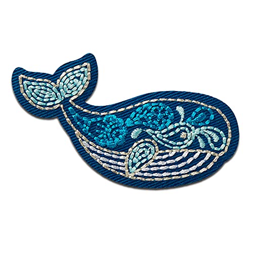 Wal Tier - Aufnäher, Bügelbild, Aufbügler, Applikationen, Patches, Flicken, zum aufbügeln, Größe: 7,0 x 3,5 cm Wal Tier - Aufnäher, Bügelbild, Aufbügler, Applikationen, Patches, Flicken, zum aufbügeln, Größe: 7,0 x 3,5 cm von Mono-Quick