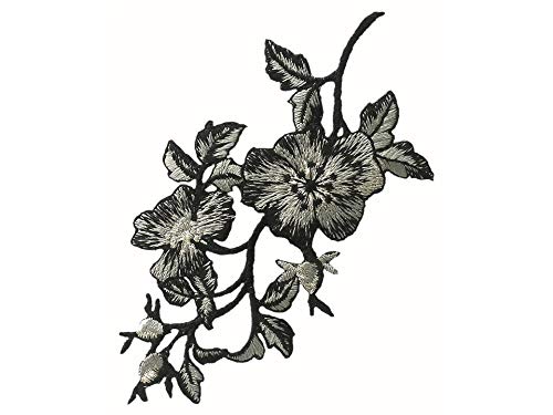 Applikationen - Fashion and Home - aufbügelbar Blumenornament ca. 4,0x11,0 cm grau/schwarz von Monoquick