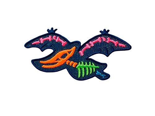 Bügelbild Applikation Aufnäher Patch Dino Dinosaurier Flugsaurier blau/bunt 6,5 cm x 3,5 cm von Mono-Quick