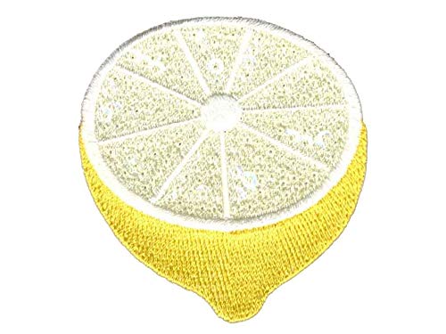 Bügelbild Applikation Aufnäher Patch Früchte tutti frutti Zitrone Lemon mit Pailletten 5,4 cm x 5,8 cm von Monoquick