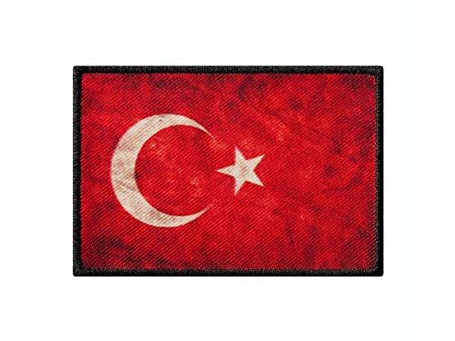 Monoquick Bügelbild Applikation Aufnäher Patch Flagge Fahne Türkei Vintage 8,0 cm x 5,5 cm von Monoquick