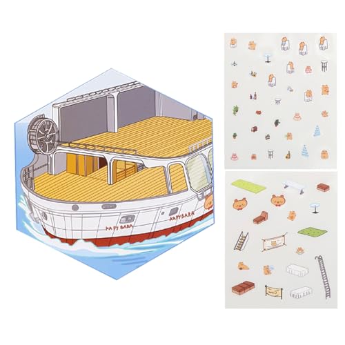 Monozoz Aufkleberszenen für Erwachsene – niedliche Aufkleber, Miniatur-3D-Szene, interaktive Spannungsentlastungsspiele, Lernspielzeug, Scrapbooking-Zubehör für Erwachsene und Kinder von Monozoz