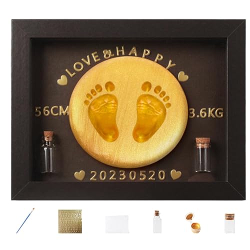 Monozoz Baby Fußabdruck Kit - Baby Bilderrahmen Handabdruck und Fußabdruck Making Kit - Fetal Hair Collection Flasche, handgefertigtes Baby Andenken, sichere Farbe für Papa von Monozoz