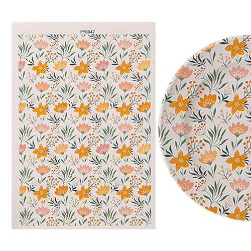 Monozoz Blumen-Transferblätter für Ton,Ton-Transferblätter - Florale Keramik-Ton-Aufkleber | Lebendiges Transferpapier für Ton-Transferpapier, Wasser-Transferblätter für die Herstellung von Ohrringen, Monozoz Blumen-Transferblätter für Ton,Ton-Transferblätter - Florale Keramik-Ton-Aufkleber | Lebendiges Transferpapier für Ton-Transferpapier, Wasser-Transferblätter für die Herstellung von Ohrringen, von Monozoz