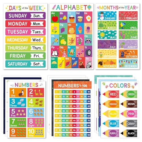Monozoz Lehrposter mit Zahlen, 27,9 x 43,2 cm, Lehrposter für pädagogische Dekorationen, Must-Haves für Wandkunst, Vorschule, Kinder, , Kindergarten, Schulzimmer von Monozoz