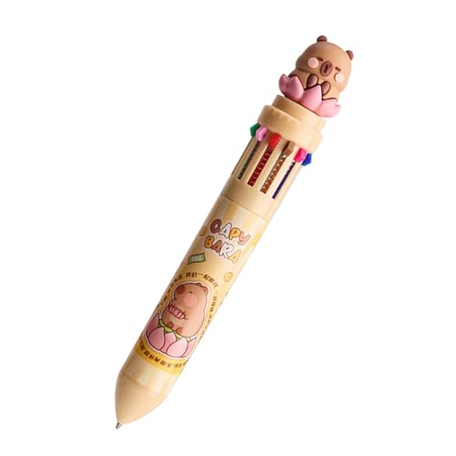 Monozoz Mehrfarbiger Kugelschreiber, einziehbar, 12-in-1, Cartoon-Capybara, niedliche feine Spitze, farbige Tinte, Multi-Stift für Notizen, 0,7 mm für Schulbedarf, Studenten, Kinder für Planer von Monozoz