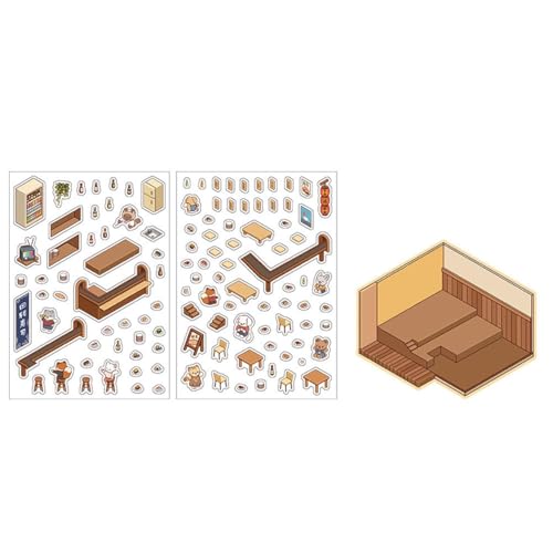 Monozoz Miniatur-Szenen-Aufkleber – lustige Miniatur-Szenen-Aufkleber, Heimdekoration, Aufkleber, Cartoon-Szenen-Aufkleber für Jungen, Mädchen, Kleinkinder, Kinder von Monozoz