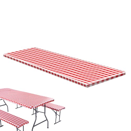 Monozoz Picknick-Tischdecke für den Außenbereich, Picknick-Tischdecke mit elastischem Design, rot-weißes Gitter-Tischdeckenschutz, Schutz für Outdoor, Esszimmer, Grillen, Camping, Terrasse Monozoz Picknick-Tischdecke für den Außenbereich, Picknick-Tischdecke mit elastischem Design, rot-weißes Gitter-Tischdeckenschutz, Schutz für Outdoor, Esszimmer, Grillen, Camping, Terrasse von Monozoz