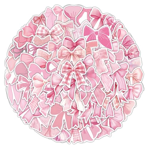 Monozoz Pinke Schleifen-Aufkleber, 100 x Schleifen, ästhetische Aufkleber, Wasserflaschen-Dekoration, wasserdichter Graffiti-Aufkleber für Kinder, Klassenzimmerpreise von Monozoz