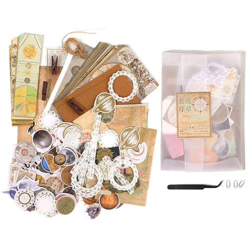 Monozoz Scrapbooking-Zubehör-Set | selbstklebende Aufkleber mit Mondphasen – Journaling-Scrapbook Bronzing Journal, Schreibwaren, Raster-Notizbuch-Aufkleber für Teenager, Kinder, Lehrer von Monozoz