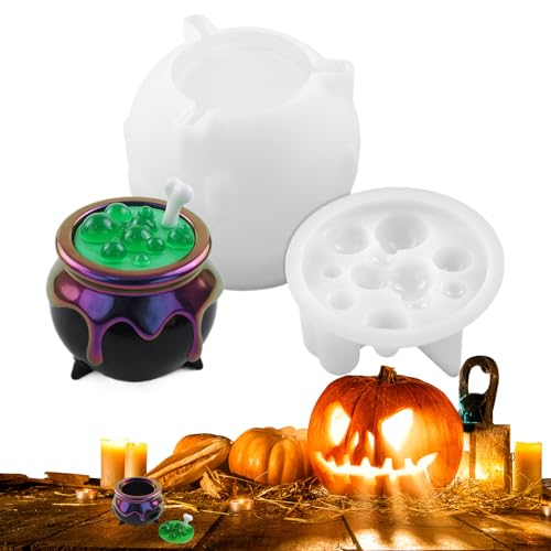 Monozoz Silikonform für Epoxidharz, Aufbewahrungskessel, Halloween-Silikonform, wiederverwendbar, leicht zu lösen, Bastelzubehör für Jungen, Mädchen, Kinder, Erwachsene von Monozoz
