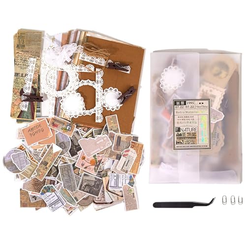 Monozoz Vintage-Scrapbooking-Set, Motiv: Mondphasen, selbstklebende Aufkleber-Set, Tagebuch, Scrapbooking, Bronze, Schreibwaren, Raster-Notizbuch, Aufkleber für Teenager, Kinder, Lehrer von Monozoz