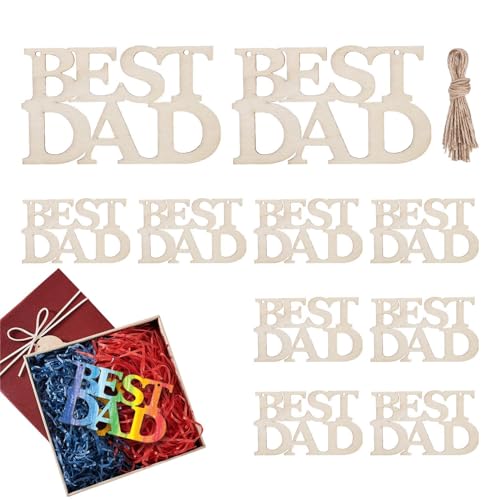 Unlackierte Holzdekorationen zum Vatertag, 10 Stück, zum Basteln für Kinder, kreative -Holzornamente, "Best Dad Ever"-Dekorationen für Zuhause, Geburtstagsparty-Dekorationen Unlackierte Holzdekorationen zum Vatertag, 10 Stück, zum Basteln für Kinder, kreative -Holzornamente, "Best Dad Ever"-Dekorationen für Zuhause, Geburtstagsparty-Dekorationen von Monozoz