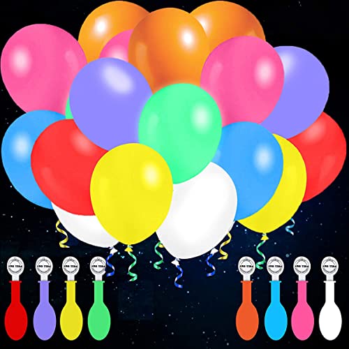 MonqiDirect 25PCS Leuchtende Luftballons, 12'' Luftballons Partylicht Led Bunt,Neon-Partyzubehör lange Standby-Zeit für 16–24 Stunden für Geburtstag, Hochzeit (25pcs) von wohot