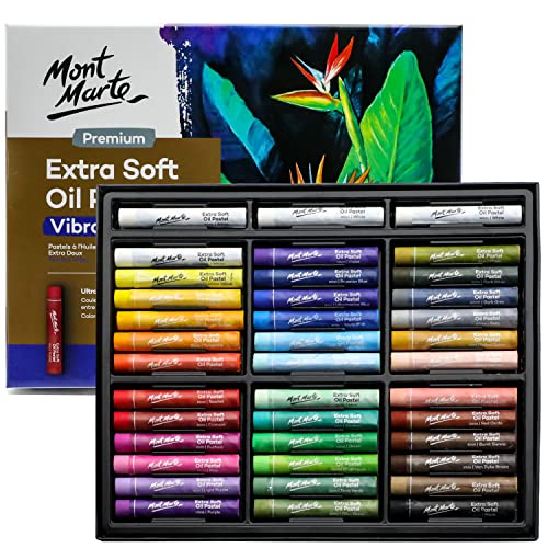 Mont Marte Extra Weiche Ölpastellkreide, 39 Stück, Verschiedene helle Farben, lebendig, Vielseitige Art Pastels zum Mischen, Schichten zum Schattieren, Ideal für Kunst, Handwerk, Färben und Skizzieren von Mont Marte