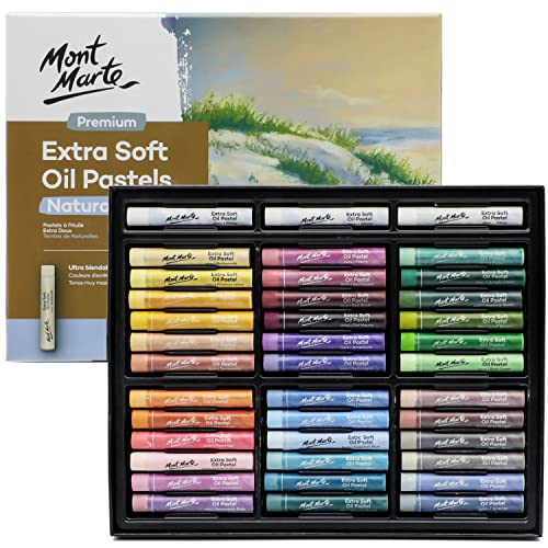 Mont Marte Ölpastellkreide Set | 39 Stück, Natürliche Farben | Extra weiche Ölkreide | Hohe Pigmentierung | Faszinierende Textur-Effekte von Mont Marte