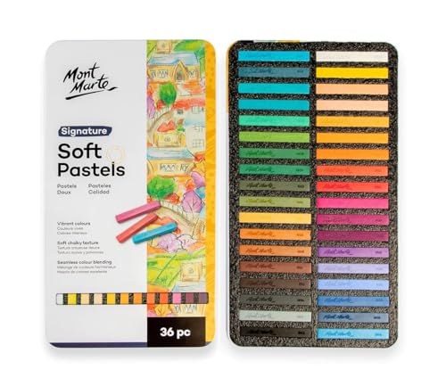 Mont Marte Pastellkreide Set – 36 Stück Pastellkreide – Pastellfarben – Ideale Softpastellkreide für bunte und ausdrucksstarke Malerei von Mont Marte