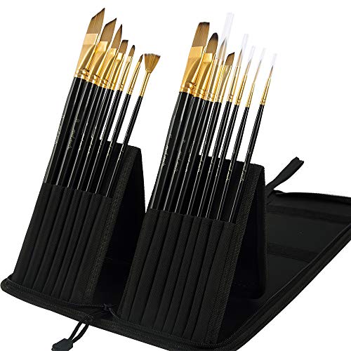 Mont Marte Pinsel Set in edler Pinseltasche – 15 Stück – Premium Pinsel für Wasserfarben, Acrylfarben, Ölfarben – Geeignet für Anfänger und Profis von Mont Marte