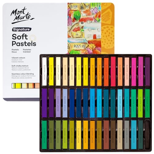 Mont Marte Weiche Pastellkreiden in Blechdose, 48 Stück, lebendige Pastellstäbchen, tolle Mischung, kommt in Aufbewahrungsbox, ideal für Kunst, Handwerk, Ausmalen von Mont Marte