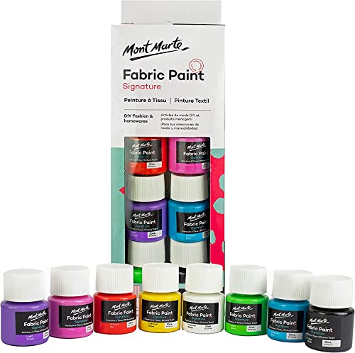 Mont Marte Stoffmalfarben Waschfest mit Premium Qualität - 8 Farben Set x 20 mL -Textilfarben Ideal für T-Shirts, Kleider, Jeans und alle Stoffarten Mont Marte Stoffmalfarben Waschfest mit Premium Qualität - 8 Farben Set x 20 mL -Textilfarben Ideal für T-Shirts, Kleider, Jeans und alle Stoffarten von Mont Marte