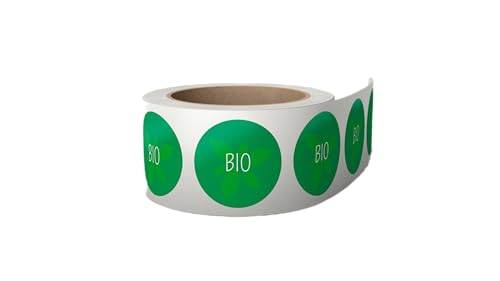 500 x BIO Lebensmittel Kennzeichnung Aufkleber, 38 mm, Rund Produktaufkleber BIO Lifestyle Sticker, Selbstklebende Etiketten, Sticker auf Rolle von Montalti