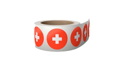 Aufkleber Schweiz Flagge 3,8 x 3,8 cm - Fahne Sticker - Etiketten auf Rolle von Montalti