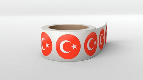Aufkleber Türkei Flagge 3,8 x 3,8 cm - Fahne Sticker - Etiketten auf Rolle von Montalti