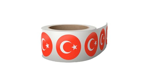 Aufkleber Türkei Flagge 3,8 x 3,8 cm - Fahne Sticker - Etiketten auf Rolle von Montalti