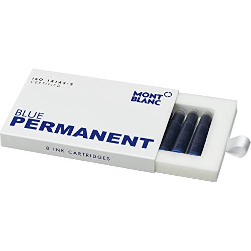 Montblanc Tintenpatronen Permanent Blue 107758 – Hochwertige Tinte für Füllfederhalter Permanent Blau – Dokumentenechte Tinte – 1 Schachtel à 8 Füllerpatronen von Montblanc