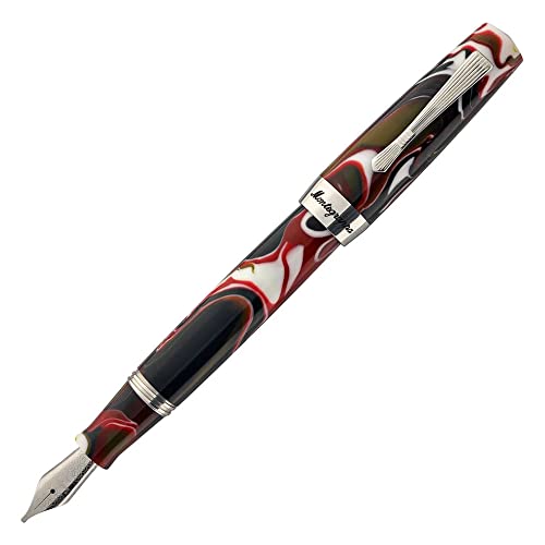 Montegrappa Elmo 02 Asiago Füllfederhalter in der Farbe Rot/marmoriert, aus Edelharz und Edelstahl hergestellt, Federstärke: M, Maße: 14.2 x 1.7 cm, 30g, ISE2R3AR von Montegrappa