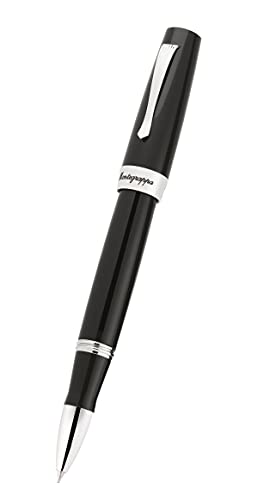 Montegrappa Elmo 02 Jet Black Kugelschreiber in der Farbe schwarz, aus Edelharz und Edelstahl hergestellt, Maße: 14.2 x 1.7 cm, 35g, ISE2RRAC von Montegrappa