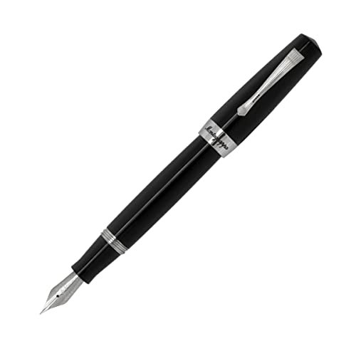 Montegrappa Elmo 02 Füllfederhalter aus Edelstahl in der Farbe Jet-Black Federstärke: F, Länge: 14,2cm, ISE2R2AC von Montegrappa