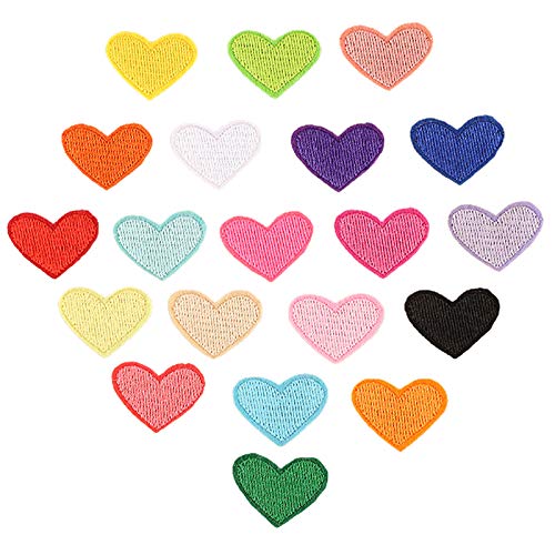 20 Stück verschiedene Farben, niedliche Mini-Herzen, zum Aufnähen/Aufbügeln, Stickerei-Flicken für Kleidung, Verzierungen, Basteln, Metall-Patches von Montesy