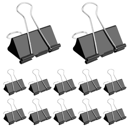 Montesy 12 Stück Binder-Clips, Foldback-Clips, 25 mm/32 mm/41 mm/51 mm, Foldback-Klemmen, Geld, Papierklammern, Schreiben, Büroklammern für die Schule Montesy 12 Stück Binder-Clips, Foldback-Clips, 25 mm/32 mm/41 mm/51 mm, Foldback-Klemmen, Geld, Papierklammern, Schreiben, Büroklammern für die Schule von Montesy
