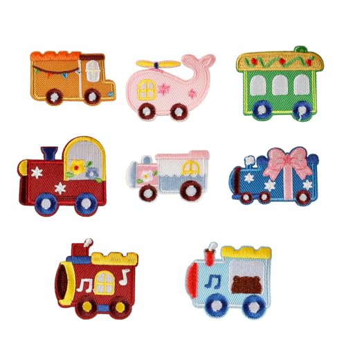 Montesy 8 Stück Cartoon Auto Bügelflicken Kleidung Patches Lovely Spielzeug Auto Reparatur Flicken Stickerei Patches für Tasche Dekoration von Montesy