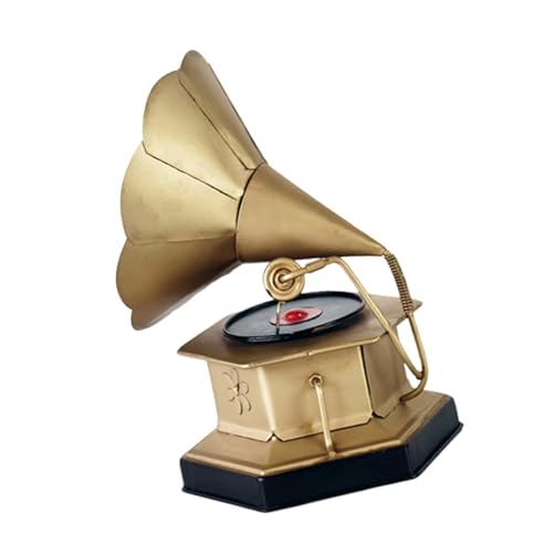 Montesy Antikes Metall-Grammophon-Nachbildung, Vintage-Stil, Phonograph-Skulptur, Ornament, Büro, Schreibtisch, Dekoration, handgefertigt, Heimakzent Montesy Antikes Metall-Grammophon-Nachbildung, Vintage-Stil, Phonograph-Skulptur, Ornament, Büro, Schreibtisch, Dekoration, handgefertigt, Heimakzent von Montesy
