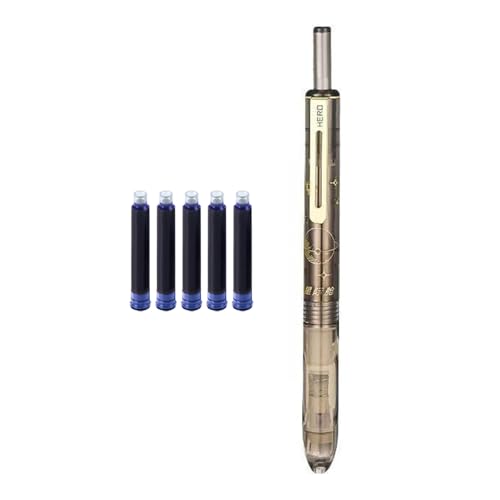 Montesy Einziehbarer Füllfederhalter mit 5 Tintenpatronen, 0,38 mm, Metall-Füllfederhalter, einziehbare Tinte, Stift zum Schreiben von Journaling von Montesy