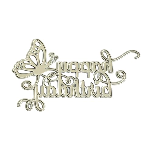 Montesy Happy Birthday Stanzschablone Schmetterling, Karbonstahl, dekorative Prägepapier-Stanzform für Kartenherstellung, Scrapbooking von Montesy
