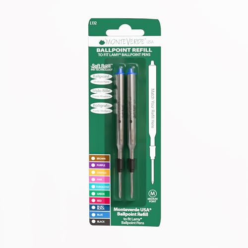 2x Monteverde Soft-Roll-Minen für Kugelschreiber, Strichstärke M, passend für Lamy - Blau (Doppelpack) von Monteverde