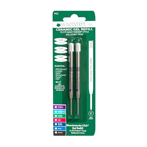 Monteverde Gelmine ohne Kappe feine Spitze für Parker-Kugelschreiber, Blau/Schwarz, 2 Stück Monteverde Gelmine ohne Kappe feine Spitze für Parker-Kugelschreiber, Blau/Schwarz, 2 Stück von Monteverde