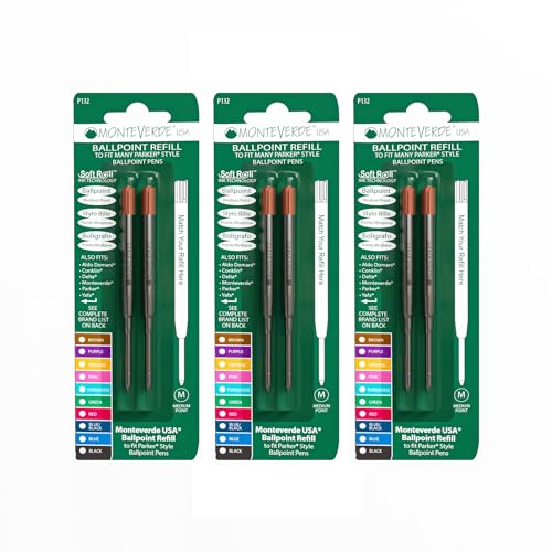 Monteverde Soft Roll Kugelschreiber Refill für Parker Kugelschreiber, braun, 6 Pack (p133bn) von Monteverde