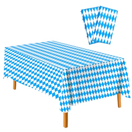 2PC Tischdecke Bayern, 137 * 274 cm Oktoberfest Tischdecken, Blau Weiß Oktoberfest Deko, Einweg Bayerische Tischdecke Stoff, Rechteckig Tischtuch Bayrisch für Bierzelten Haushalt Catering Deko 2PC Tischdecke Bayern, 137 * 274 cm Oktoberfest Tischdecken, Blau Weiß Oktoberfest Deko, Einweg Bayerische Tischdecke Stoff, Rechteckig Tischtuch Bayrisch für Bierzelten Haushalt Catering Deko von Montrestar