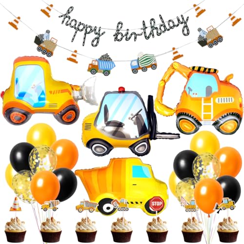 Bagger Geburtstag Deko, 22 Stück Baustellen Geburtstagsdeko Jungen, Gabelstapler Kran Folienballons mit Happy Birthday Banner, BAU Party Dekoration Für Kindergeburtstag Baustelle Geburtstags Dekor Bagger Geburtstag Deko, 22 Stück Baustellen Geburtstagsdeko Jungen, Gabelstapler Kran Folienballons mit Happy Birthday Banner, BAU Party Dekoration Für Kindergeburtstag Baustelle Geburtstags Dekor von Montrestar
