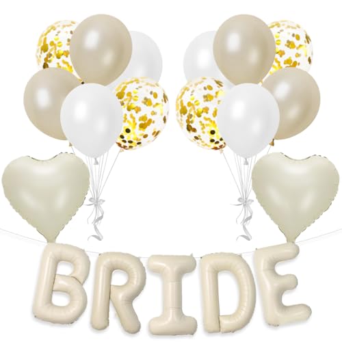 Bride to Be Luftballons, Bride Deko Ballon, Cremeweiß Buchstaben Ballons mit Herz Folienballon, Bachelorette Party Deko, Hochzeit Deko Bride to Be Luftballons, Bride Deko Ballon, Cremeweiß Buchstaben Ballons mit Herz Folienballon, Bachelorette Party Deko, Hochzeit Deko von Montrestar