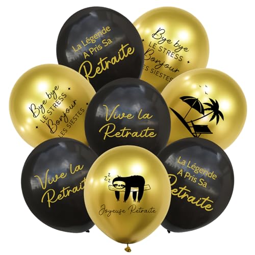 Französisch Bedruckte Ballon, Schwarz und Gold, Ruhestand Ballon Französisch Bedruckte Ballon, Schwarz und Gold, Ruhestand Ballon von Montrestar