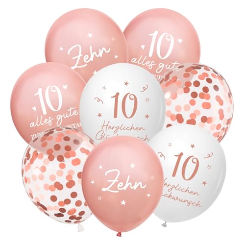 Luftballons 10 Jahre Geburtstag, 24 Stück Deko 10. Geburtstags Mädchen, 10 Alles Gute zum Geburtstag Ballons, Roségold 10. Geburtstagsdeko, 10th Birthday Ballon für Tochter von Montrestar