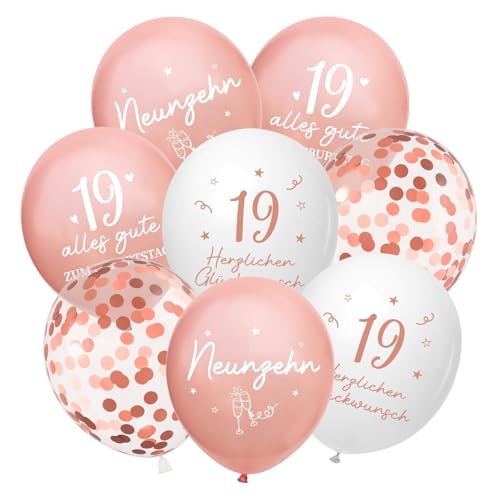 Luftballons 19 Jahre Geburtstag, 24 Stück Deko 19. Geburtstags Mädchen Frauen, 19 Alles Gute zum Geburtstag Ballons, Roségold 19. Geburtstagsdeko, 19th Birthday Ballon für Freundin Tochter von Montrestar
