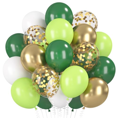 Luftballons Grün Gold Weiß, 30 Stück Jungle Dunkelgrün Hellgrün Luftballon, Metallic Goldene Konfetti Helium Ballon für Geburtstag Babyparty Hochzeit Safari Tropische Sommer Party Jubiläum Luftballons Grün Gold Weiß, 30 Stück Jungle Dunkelgrün Hellgrün Luftballon, Metallic Goldene Konfetti Helium Ballon für Geburtstag Babyparty Hochzeit Safari Tropische Sommer Party Jubiläum von Montrestar