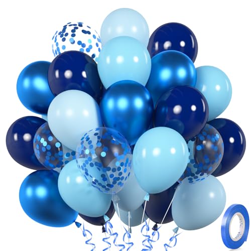 Luftballons Blau, 30 Stück Marineblaue Metallic Luftballon Set, Blau Blaue Konfetti Ballons, Hellblau Baby Blaue Helium Ballon für Junge Mann Geburtstag Hochzeit Jugendweihe Verlobung Babyparty von Montrestar