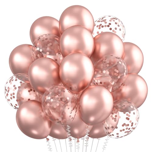 Luftballons Metallic Rosegold, 30 Stück Roségold Konfetti Helium Ballons, 12 Zoll Rose Gold Partyballon für Mädchen Frau Geburtstag Hochzeit Baby Shower Valentinstag Babyparty Gender Reveal Luftballons Metallic Rosegold, 30 Stück Roségold Konfetti Helium Ballons, 12 Zoll Rose Gold Partyballon für Mädchen Frau Geburtstag Hochzeit Baby Shower Valentinstag Babyparty Gender Reveal von Montrestar
